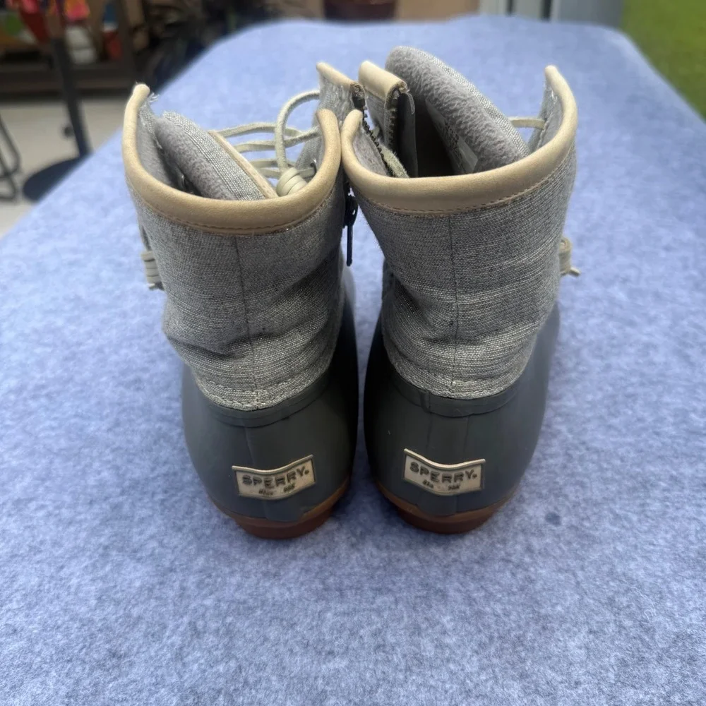 Sperry Saltwater Duck Boots Womens 9.5 Grey Excellent Waterproof STS83235
